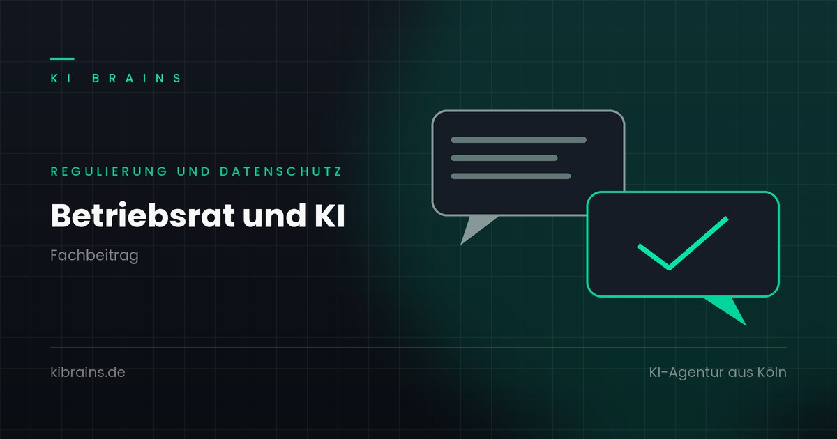Betriebsrat und KI: Zwei Gesprächsblasen mit Einigung